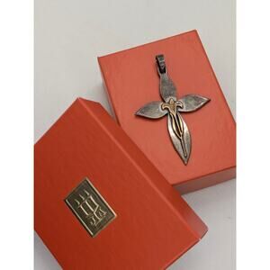 Retired James Avery Large 14kt Center Flower 925 Sterling Silver Cross Pendant